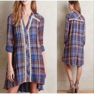 Anthropologie Holding Horses Abita Plaid Dress size medium
